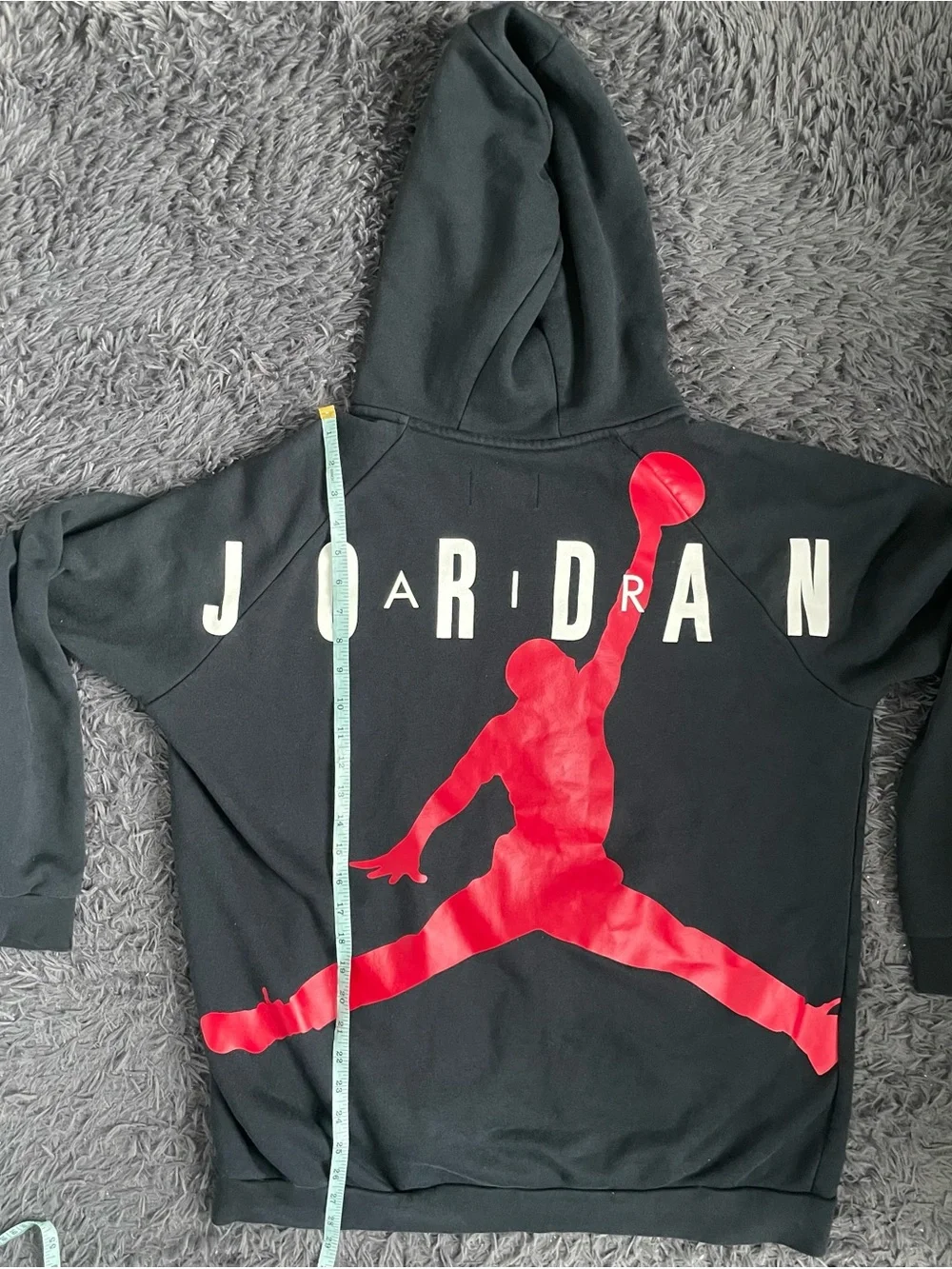 Men Size Large Nike Air Jordan Full Zip Long Sleeve Hooded Hoodie Black